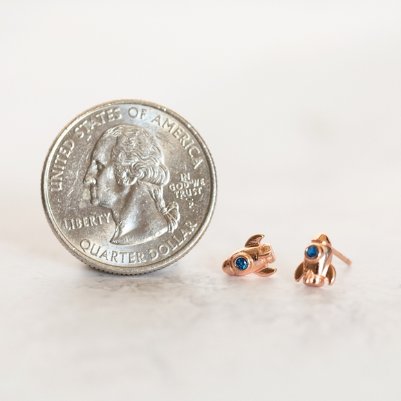 Rose Gold Rocketship Studs (S925) - Only 2 left! - Picture 7 of 7